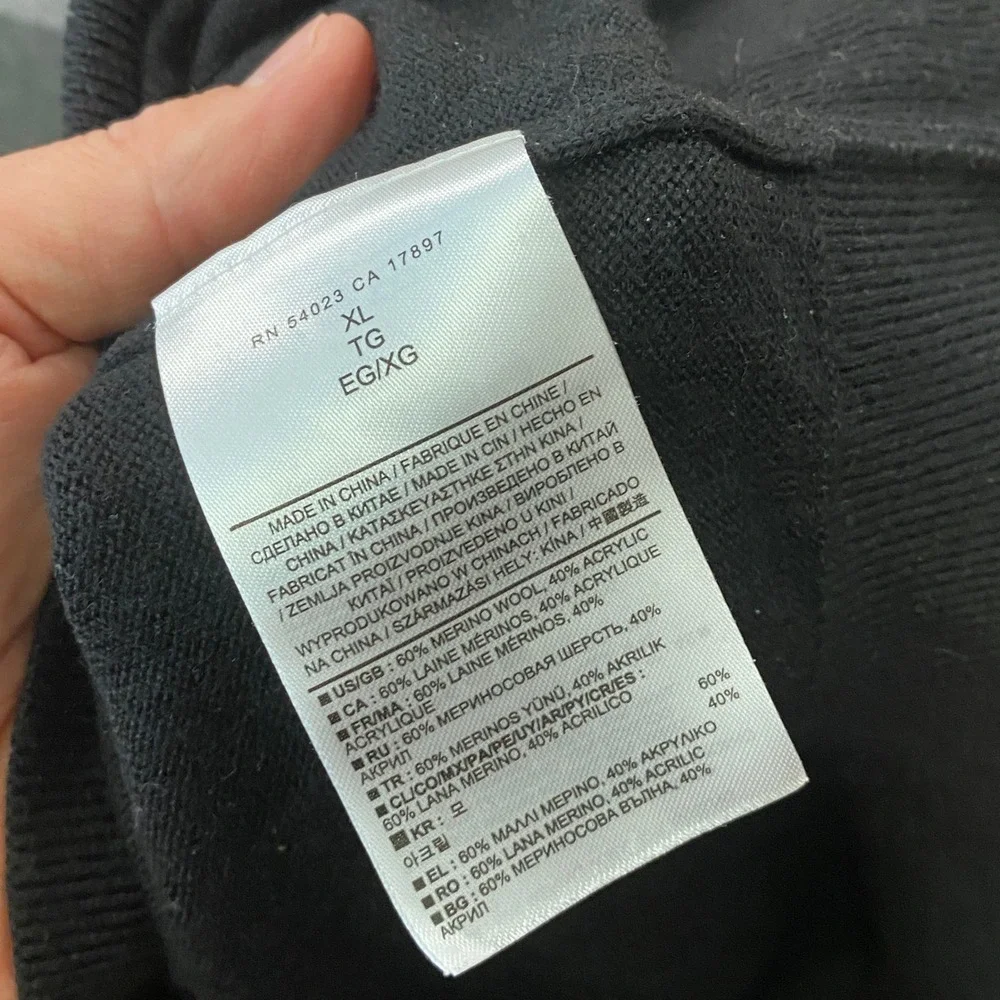 Banana Republic Sweater XL Colorblock Merino Wool Crewneck Grey Black